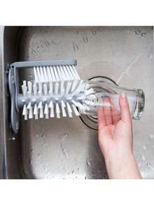 1 Creative Suction Cup Lazy Cup Brush Rotating Water Cup Cleaning Brush - Gray Cup Brush - 1pcs - View 4