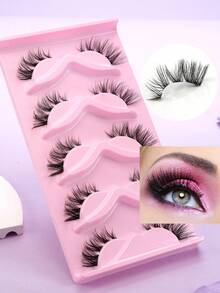 5 Pairs 3D Thick, Crossed, Long Natural Look Fluffy Curly False Eyelashes - Natural Lashes - View 7