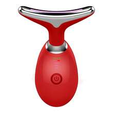 LED Microcurrent Massage Device, Handheld Skin Tightening & Wrinkle Removal Tool For Neck And Face Skin Care, Lifting And Firming - Red - View 2
