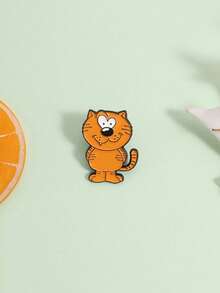 1件可爱橙色卡通猫珐琅胸针，爱心眼可爱猫咪徽章，猫咪爱好者专属可爱动物配饰礼品 - 彩色 - 查看 7