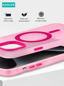 Koolife 1 件装磁吸无线充电 Magsafe 保护壳，带独立按键，撞色设计，半透明磨砂材质，兼容 17、17 Pro Max、17、17 Pro、17 Air、11、12、12 Pro、12 Plus、13、13 Pro、13 Pro Max、14、14 Pro、14 Pro Max、15、15 Plus、15 Pro、15 Pro Max、16、16 Plus、16 Pro、16 Pro Max、16e - 玫紅色+立體風鈴花防塵塞 - 查看 4