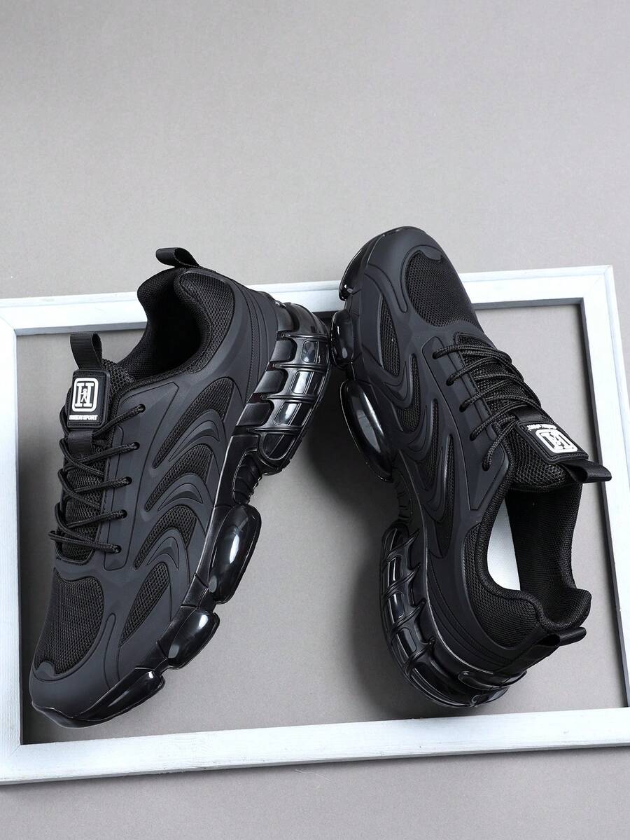 男士低帮运动鞋、休闲鞋、跑步鞋、慢跑鞋、步行鞋、日常时尚鞋履、网球鞋、街头服饰 - 黑色 - 查看 1