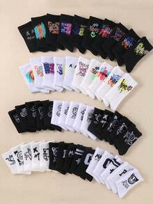 20双儿童袜子，涂鸦袜，街头袜，中筒袜，运动袜，带有涂鸦、字母、笑脸图案，适合青少年，男女通用，适合1-16岁儿童，透气、舒适、柔软 - 彩色 - 查看 6