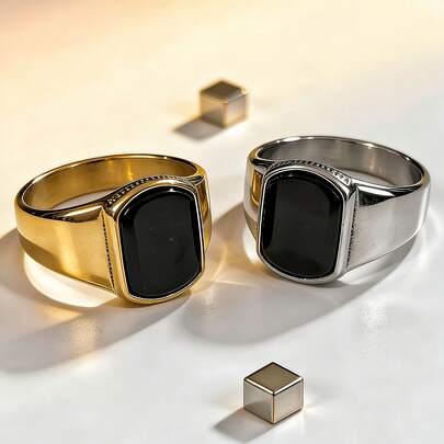 1 pieza Anillo de inoxidable de estilo retro casual vintage con diseño geométrico y moneda, duradero, resistente al agua, no destiñe y no alergénico para uso diario