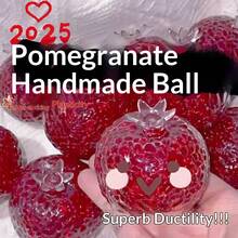 Bright Red Pomegranate Squeezable Stress Relief Toy, Balloon Popping, Moldable Squeezing Ball, Anxiety Relief, Gift For Holidays, Birthdays, Perfect Present - Multicolor - View 3