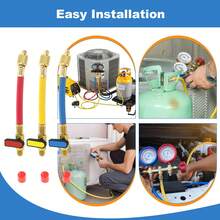 R134A R410A R22 R12 Refrigeration Charging Hose Set With Ball Valve, 1/4" SAE Thread AC HVAC Manifold Gauge Hose Kit, Low Loss Refrigerant Hoses With Ball Valves