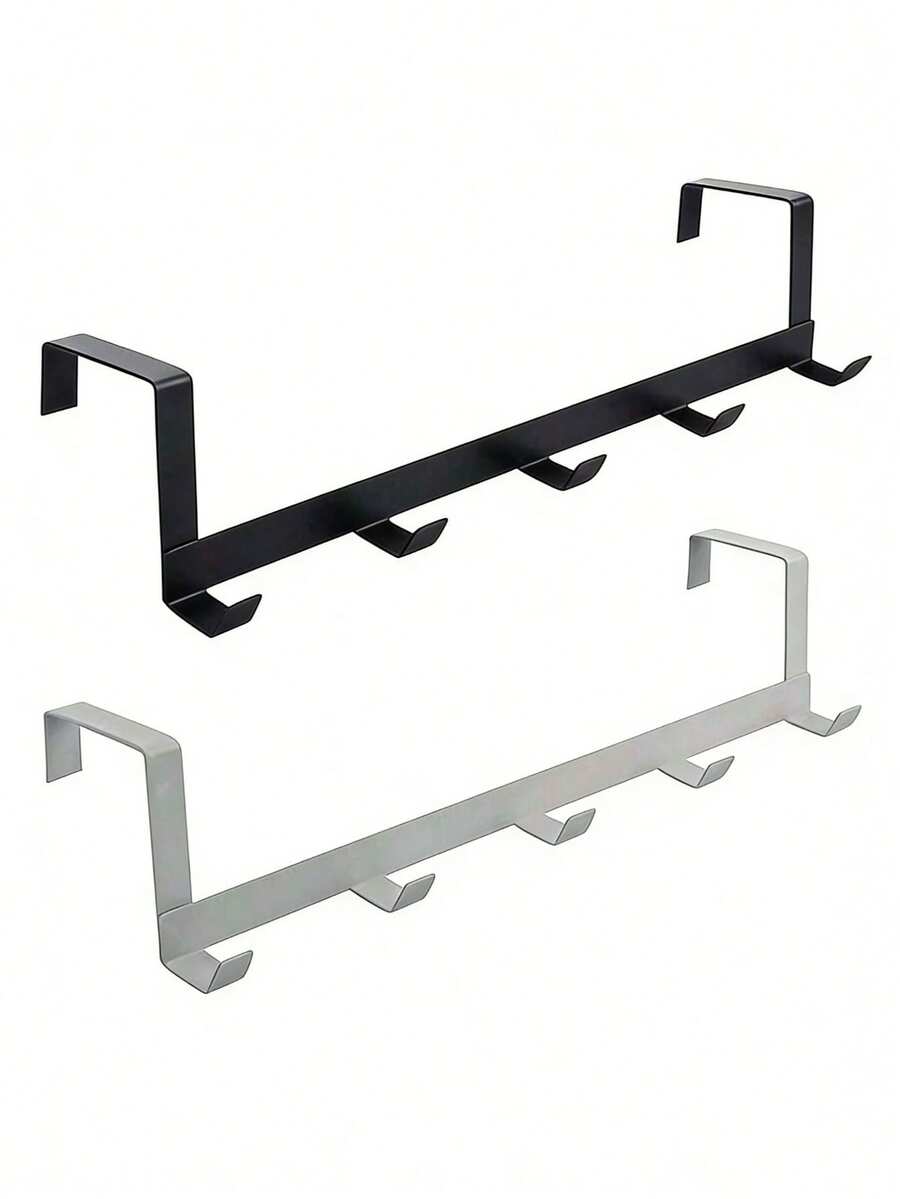 1pc 5-Hook Over The Door Hanger, Suitable For Storing Coats, Hats, Bathrobes, Towels, Belts In Bedroom, Closet And More. Sturdy Door Hanger, Ideal For Dorm, Christmas, Halloween And Organizing/Decorating Purposes. - Multicolor - View 1