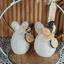 Bộ 4 khuôn silicon hình thỏ sọc, khuôn làm nến hình trứng thỏ dễ thương tự làm, khuôn nhựa epoxy trang trí nhà cửa/quà tặng ngày lễ, khuôn đúc thủ công, khuôn thạch cao nghệ thuật lễ Phục sinh. - trắng - Xem 7