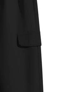 1pc Tween Girls Casual Street Style Striped Contrast Color Loose Straight Leg Pants, Spring/Summer/Autumn - Black - View 7