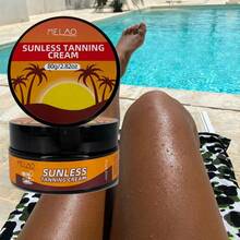 MELAO True Color Sunless Tanning Cream 80g - Natural Looking Tan, No Damage To Skin, Streak-Free Self Tanner For Face & Body, Bronzing Lotion For A Sun-Kissed Glow - Coral Orange - View 4