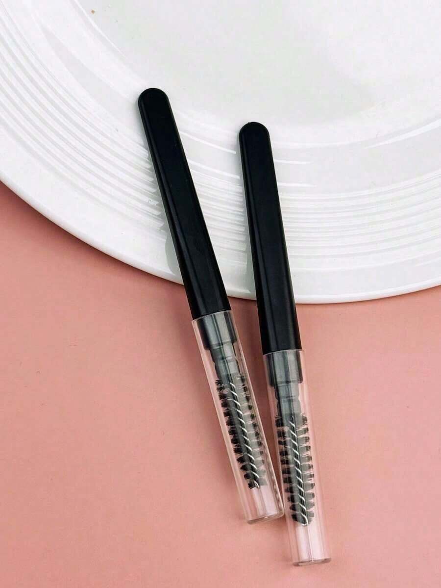 2pcs Portable Eyebrow Brush, Eyelash Comb, Lip Liner, Fine Eyeliner Brush, Lip Brush, Brushes With Dust Cover,Eyebrow Brush,Eyeshadow Brush,Spoolie,Spoolie Brush - Black 2 - 查看 1
