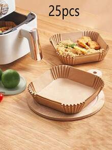 25/50/100pcs Disposable Air Fryer Paper Liners For Frying Chicken, Wings, French Fries, Prevent Oil Splatter Paper Air Fryer Kitchen Air Fryer Liners Air Fryer Paper Airfryer Air Frier - Square Brown - View 5