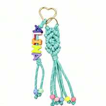 1个定制彩色信件袋挂饰编织彩色流苏绳心形钥匙扣姓名牌情人节礼物Y2K可爱 - 彩色 - 查看 32