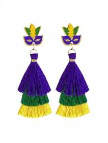 Par por par, nuevos pendientes de moda de carnaval para mujer de estilo largo, de múltiples capas con flecos, con temperamento simple y pendientes de estilo bosnio - Multicolor - Ver 6