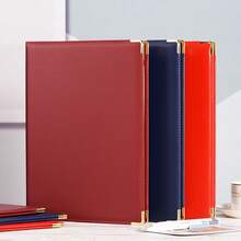 Leather A4 Document Folder, Suitable For Scripts, Contracts, Speeches, And Other Documents - Maroon Double-sided Copper-corner Folder - View 2