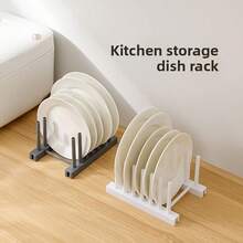 创意厨房收纳架 | 塑料碗碟锅盖沥水架，节省空间的家用餐具收纳架 - 彩色 - 查看 10