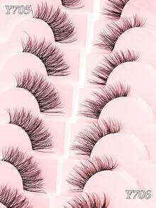 7 Pairs 3/4 Natural Looking Fluffy False Eyelashes With Transparent Stems, Reusable Eyelash Set Suitable For Daily Makeup - Half Eyelashes - View 4