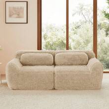 Sofas & Couches - Light Khaki + Plush + 2 Seat - View 3