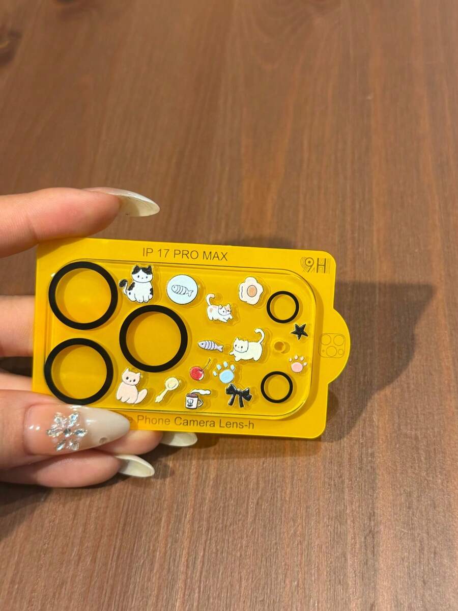 Small Animal Stickers+Transparent Lens Film, Kitten, Bunny, Camera Lens Protection Film, Compatible With Apple 17 Pro Max/17 Pro, Glass Film Cover, Providing Fashionable Protection For Your Phone - Kitten Stickers + Transparent Lens Film - View 1