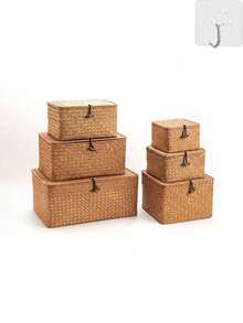 1个带盖编织篮，长方形柳条编织储物盒，带盖，装饰收纳箱，适用于客厅、厨房、浴室、卧室的家居装饰，新年、情人节的绝佳礼物