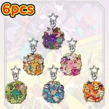 6pcs Pokemon Themed Star Shaped Acrylic Charms, Cute Anime Cartoon Backpack, Wallet, Phone Case Pendant Accessories, Holiday Gift - Multicolor - View 1