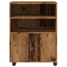 vidaXL Armoire à roulettes vieux bois 60x48x81 cm ingénierie du bois - Tabac - Voir 4