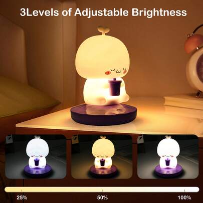 1pc Rechargeable Bedside Lamp, Night Light, Desk Lamp, Battery Lamp, Motion Sensor Light, Lamps For Bedroom,Touch Lamp Cute Bud-Shaped Night Light With White Noise LED Soft Silicone Night Light (Serves As Sleep Aid), Soft Silicone Night Light For Nursery LED Touch Light With Three-Level Dimming, Ideal Choice For Children's, Room Room Decor, Indoor Decorative, Christmas Gift, Valentine's Day, Valentine'sDay Gift
