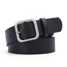 1pc Women's Coffee Square Buckle PU Fashion Waist Belt, Suitable For Daily Use