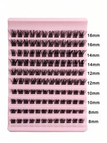 120pcs Cluster Lashes 8-16mm Wispy Individual Lashes Natural Look Lashes Fluffy Cluster Lash DIY Eyelash Extension Made From Premium Synthetic - Black - View 6