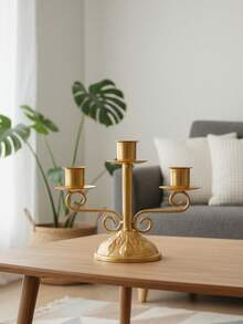 Bộ 1 chân nến kim loại sắt, dùng trang trí sân vườn ngoài trời, bàn làm việc văn phòng, giá đỡ nến thơm, bữa tối lãng mạn dưới ánh nến, tạo không gian ấm cúng trong nhà, phù hợp cho đám cưới, họp mặt gia đình, tiệc tùng, tỏ tình, trang trí bàn ăn, trang trí nhà cửa. - Vàng - Xem 12