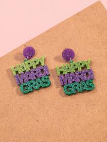 嘉年华耳环，时尚“嘉年华快乐”字母吊坠耳环，节日礼物 - 多色26 - 查看 2