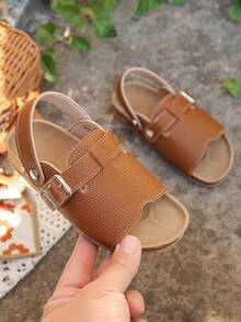 Dép xăng đan đế bằng cho trẻ em - màu nâu - Xem 3