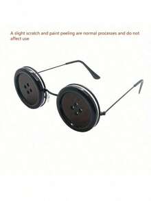 Coralin Buttonhole Glasses - Tim Inspired Iconic Eye Design With Expressive White Lenses And Black Frame - Comfortable Role, Halloween, Theme Party Costume Accessories - Officially Inspired Coralin Movie Glasses Q6GJ - Black - View 1