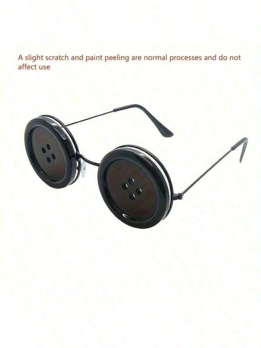 Coralin Buttonhole Glasses - Tim Inspired Iconic Eye Design With Expressive White Lenses And Black Frame - Comfortable Role, Halloween, Theme Party Costume Accessories - Officially Inspired Coralin Movie Glasses Q6GJ - Black - View 1