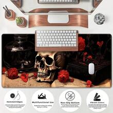 1 pieza Alfombrilla de ratón para juegos profesionales con diseño de calavera y rosa, almohadilla absorbente para portátil, alfombrilla de ratón para juegos de computadora, con borde cosido resistente al desgaste, superficie texturizada de microfibra, base antideslizante, adecuada para juegos, oficina, hogar, profesionales de eSports y jugadores, regalo perfecto para el Día de San Valentín - Multicolor - Ver 8
