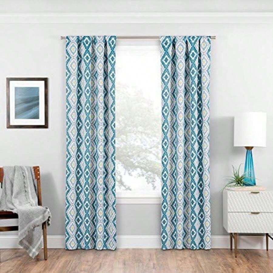 Eclipse - Cortinas de oscurecimiento de habitación para recámara - Morrow 37 x 84 Pulgadas, Aislamiento térmico con Bolsillo para Barra, Cortinas de Bloqueo de luz para Sala de Estar, Color Verde(94An x 213.4Al cm (1 Paneles) Verde azulado) - Multicolor - Ver 1