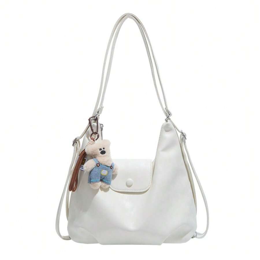 Bolso cruzado para mujer versátil y espacioso con múltiples usos bandolera hombro y mochila gran capacidad diseño liso y moderno - Blanco - Ver 1