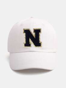 1PC Personalized Initial Letter Baby Baseball Cap (A-Z Options) - White Adjustable Daily Sun Hat For 3 Months To 2 Years, Toddler Cap With Brim - White - View 23