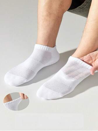 1 par, 10 pares, para hombre, para mujer, negro, blanco, calcetines de baloncesto, calcetines deportivos, calcetines para correr, moda, calcetines de pareja de unicolor innovadores, verano, calcetines anti-olor, calcetines casuales de longitud media, calcetines versátiles para primavera y otoño, cómodos, absorben el sudor, jóvenes, estudiantes, calcetines diarios