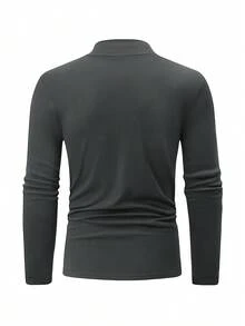 paquete de 3 piezas de camisetas térmicas de manga larga con cuello alto para hombres, de colores variados, capa base casual y cálida para otoño/invierno - Multicolor - Ver 2