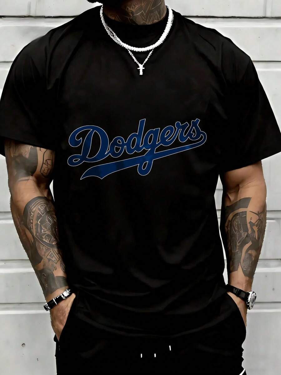 Men's Fashionable Casual T-ShirtLos Angeles Dodgers Baseball T-Shirt Men's Black Cotton Short Sleeve Sport Tee Team Logo Graphic Shirt Unisex Streetwear Fashion TopSuitable For Sports Eventsholiday Partiesoutingssports And Other Holiday Gifts - 白色 - 查看 1
