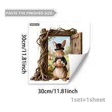 1pc Rabbit Holding Colorful Eggs Doorframe/Wall Sticker, DIY Removable PVC Self-Adhesive Decal, Suitable For Spring Easter Bedroom, Living Room, Balcony And Shop Window Decoration - Multicolor - View 3