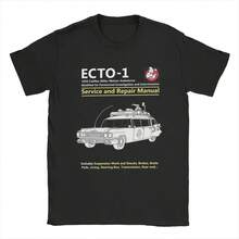 Manual de Servicio y Reparación ECTO-1 Camisetas de la Película Ghostbusters para Hombres Camisetas de Algodón Cuello Redondo Manga Corta Idea de Regalo Ropa - Negro - Ver 1
