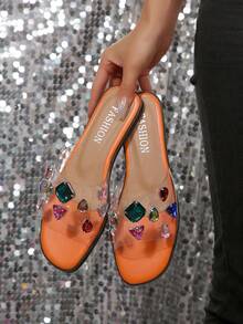 Giày sandal đế bằng thời trang mới cho nữ, giày đi biển, giày mùa hè. - trái cam - Xem 1