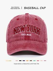 1pc Embroidered NEW YORK Washed Baseball Cap, Outdoor Adjustable Sun Protection Casual Hat, Suitable For Spring/Autumn Travel, Beach Vacation, Men/Women Sun Hat, Y2K Style Youth Hat [Washed Hat Colors Vary In Shade] - Coffee - View 4