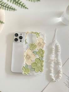 Floral Element TPU Novelty Cases Painted Braided Wave Edge Elegant TPU Protective Phone Case With Handmade Beaded Bracelet Accessory Compatible With IPhone 17Pro/17Air/17/17ProMax 16/11/16Pro/16Plus/16ProMax/16E/15ProMax/13/14/12/XS/XR/7G/8PXR/7/8, 15ProMax, 13, 14 Spring Gift - Multicolor - View 4