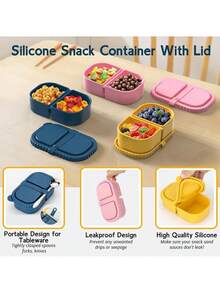 新款硅胶双层酱料盒带盖，可折叠硅胶防漏沙拉盒 - 彩色 - 查看 4