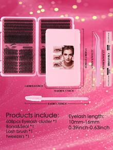 608/544PCS Cluster False Eyelashes, Single Eyelash Extension, D-Curl, 10-16mm DIY Eyelash Cluster, 30D+40D/50D+60D/80D+100D Waterproof False Eyelash Set, Super Thick, Makes Eyes Bigger, Easily Creates Natural Eye Makeup, Reusable, Suitable For Beginners, Weddings, Dates, Parties, Holidays, Perfect As A Gift, Eyelash Set Includes Eyelash Glue And Tweezers, Easy-To-Use Eyelash Cluster, Single Eyelash, False Eyelashes - Multicolor - View 6