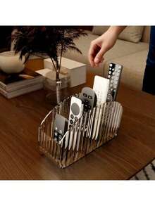 New Acrylic Desktop Storage Box, Suitable For Coffee Tables And Living Rooms, Can Store Cosmetics, Makeup Brushes, Tissues, Etc. High-End Luxury, Multi-Functional Remote Control And Miscellaneous Shelf. - Multicolor - View 12