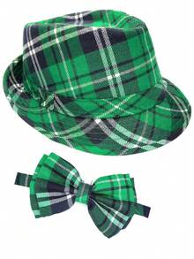 Forever & Moment 圣帕特里克节男女通用两件套服装配饰，亮片/布料软呢帽，预系领结 - 适用于爱尔兰节服装、主题派对、角色扮演、音乐会、化妆派对、舞蹈表演 - 彩色 - 查看 8